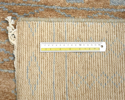 8 Feet Moroccan Brown Hand Woven Wool Runner Rug